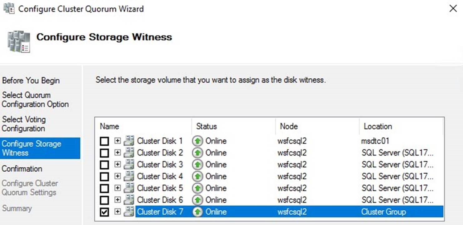 Choose Shared Disk for the Cluster